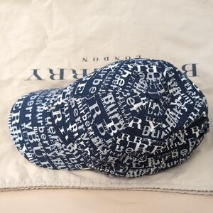 Vintage Burberry Navy and White All-Over Logo Cap